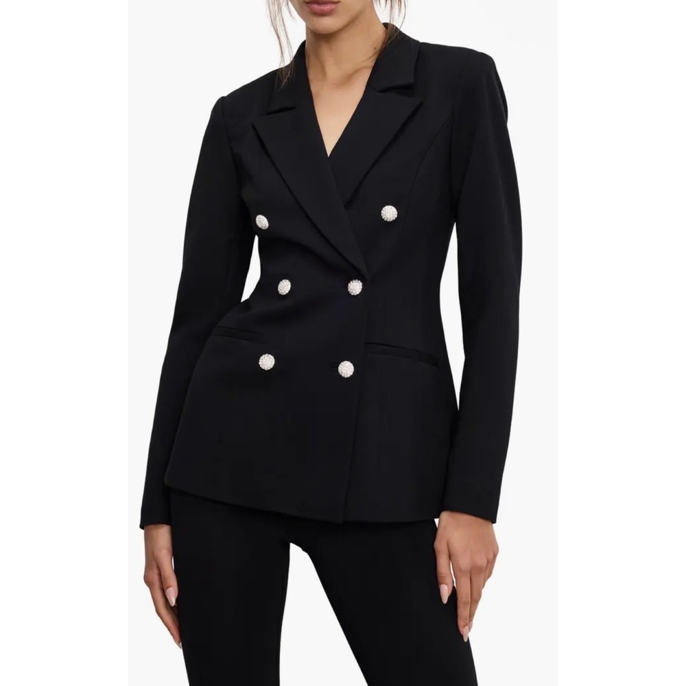Good American Black Double Breasted Blazer Rhinestone Button GJK0176 3XL NWT